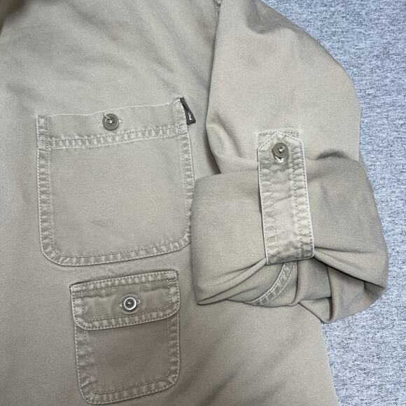 Eddie Bauer Khaki Shirt Mens Size M Button Up Work Outdoor Outfitter Gorp Core - Picture 3 of 8